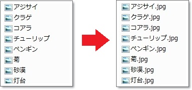 拡張子を表示させた場合